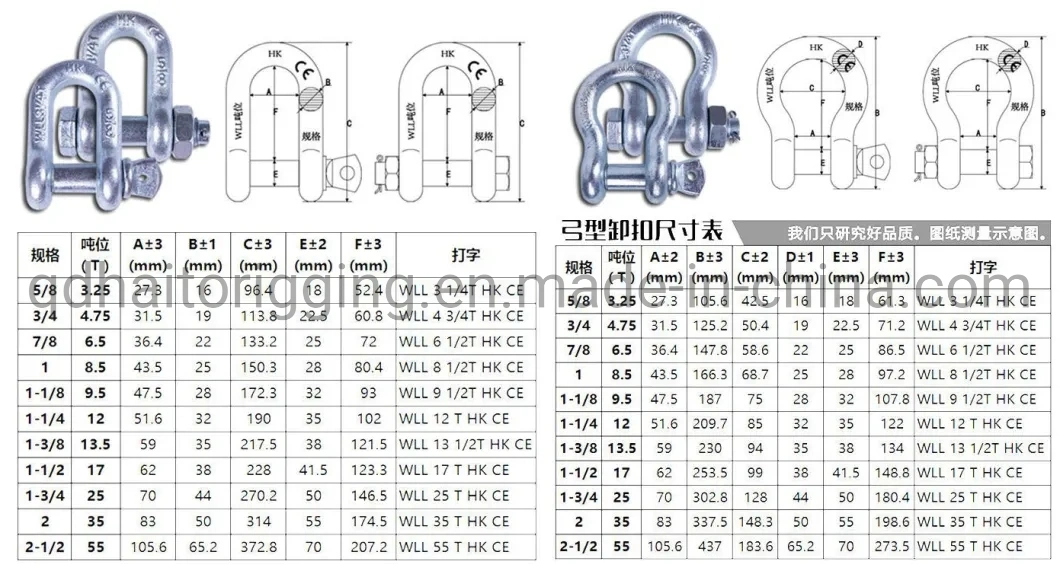 G209/G210/G2130/G2150/JIS/Us/European Type Steel Shackles with Factory Price