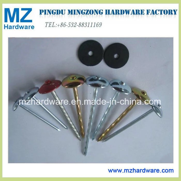 2-1/2" Galvanized Umbrella Head Roofing Nail with Rubber Washer